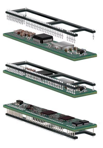 Solderball pin board stack connection
